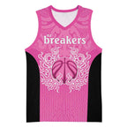 New Zealand Custom Basketball Jersey Fire Basketball Maori Tribal Pink - Aussie Hoodie