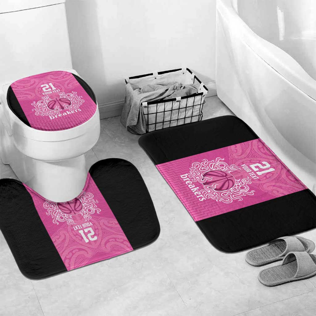 New Zealand Custom Bathroom Set Fire Basketball Maori Tribal Pink - Aussie Hoodie