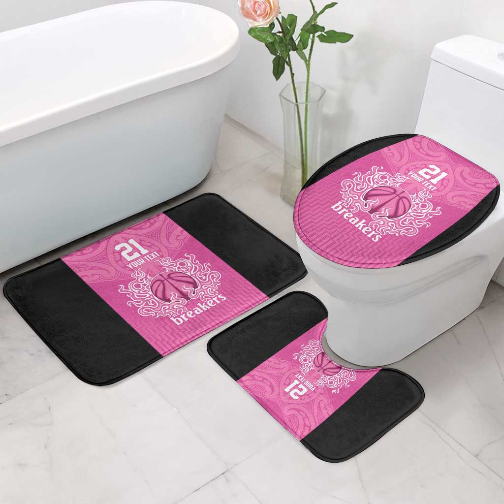 New Zealand Custom Bathroom Set Fire Basketball Maori Tribal Pink - Aussie Hoodie