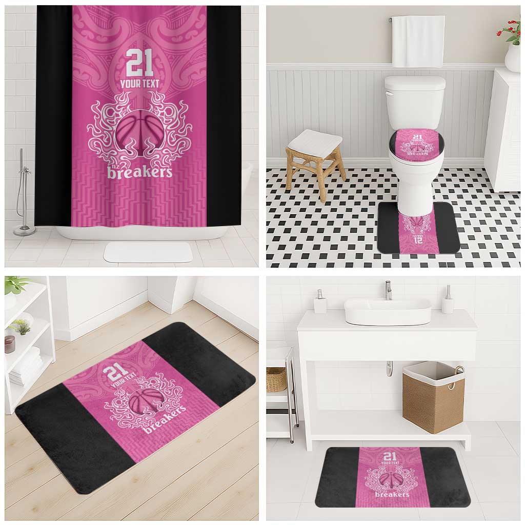 New Zealand Custom Bathroom Set Fire Basketball Maori Tribal Pink - Aussie Hoodie