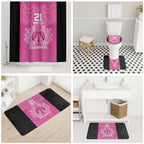 New Zealand Custom Bathroom Set Fire Basketball Maori Tribal Pink - Aussie Hoodie