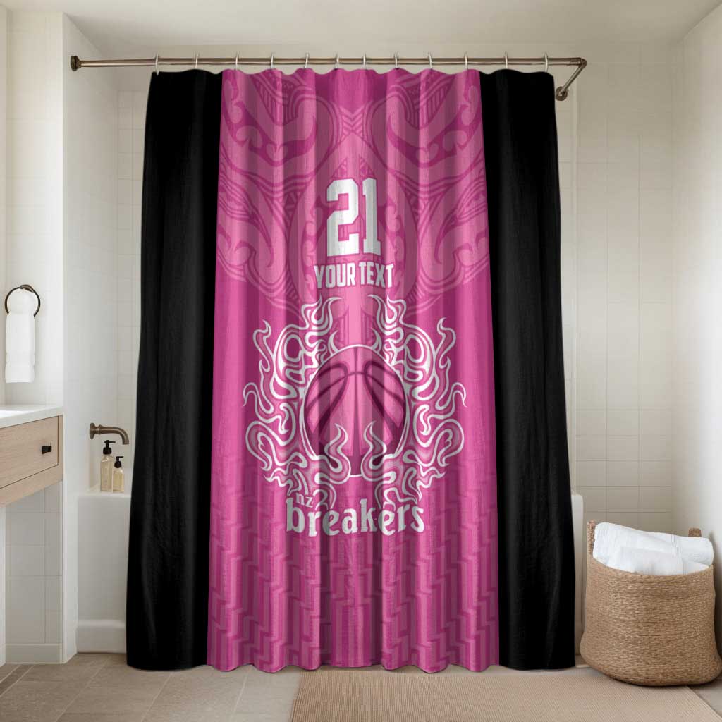 New Zealand Custom Bathroom Set Fire Basketball Maori Tribal Pink - Aussie Hoodie