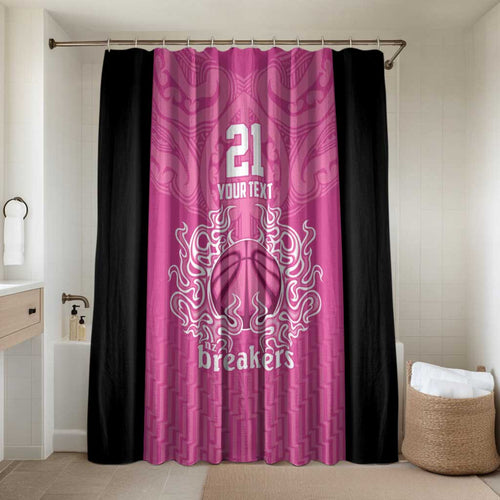 New Zealand Custom Bathroom Set Fire Basketball Maori Tribal Pink - Aussie Hoodie