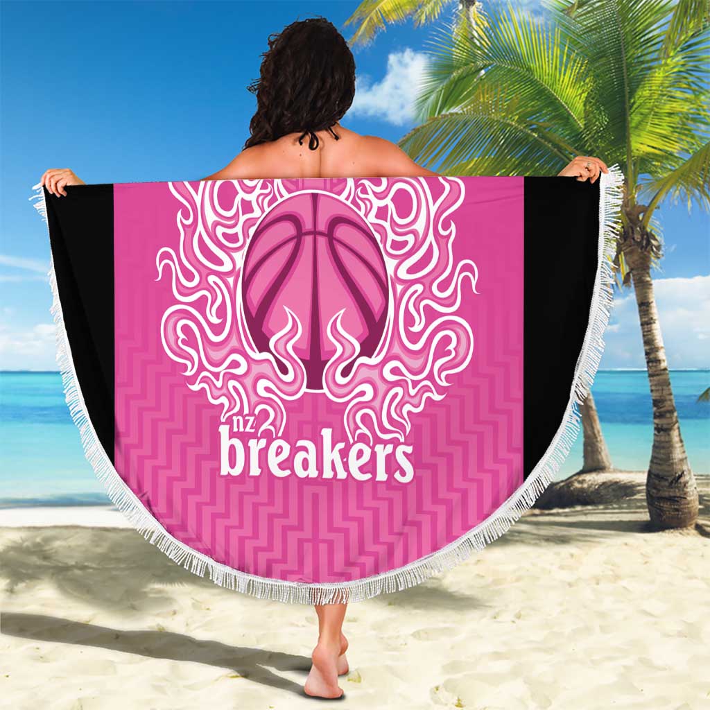 New Zealand Custom Beach Blanket Fire Basketball Maori Tribal Pink - Aussie Hoodie