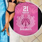 New Zealand Custom Beach Blanket Fire Basketball Maori Tribal Pink - Aussie Hoodie