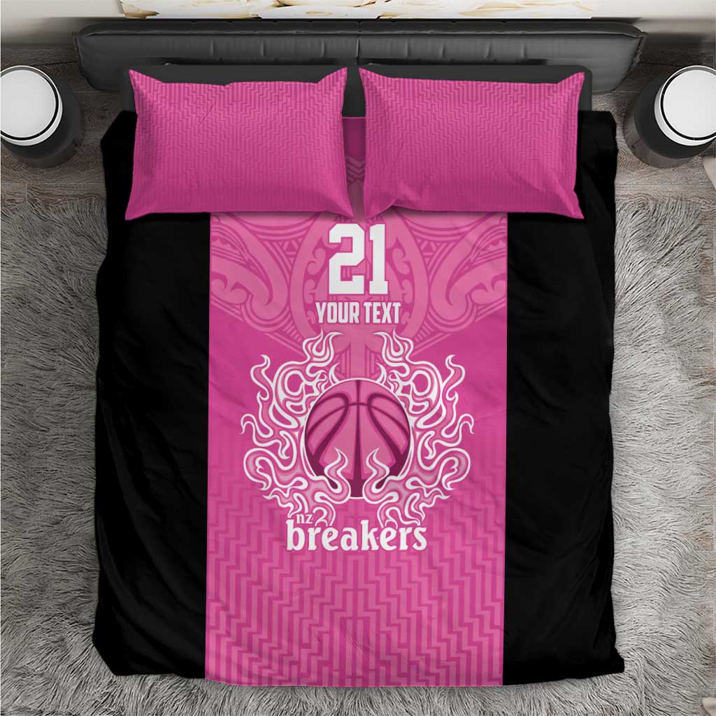 New Zealand Custom Bedding Set Fire Basketball Maori Tribal Pink - Aussie Hoodie