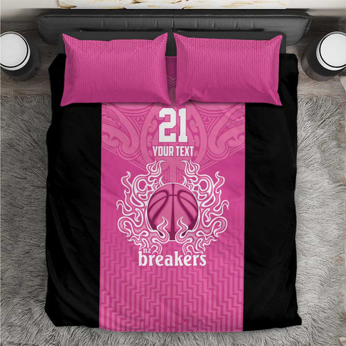 New Zealand Custom Bedding Set Fire Basketball Maori Tribal Pink - Aussie Hoodie