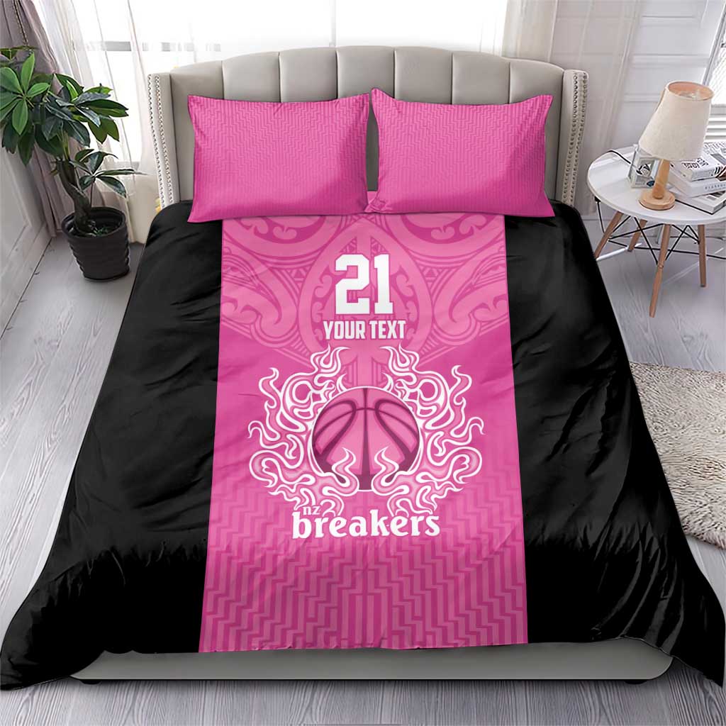 New Zealand Custom Bedding Set Fire Basketball Maori Tribal Pink - Aussie Hoodie