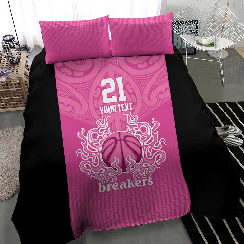 New Zealand Custom Bedding Set Fire Basketball Maori Tribal Pink - Aussie Hoodie
