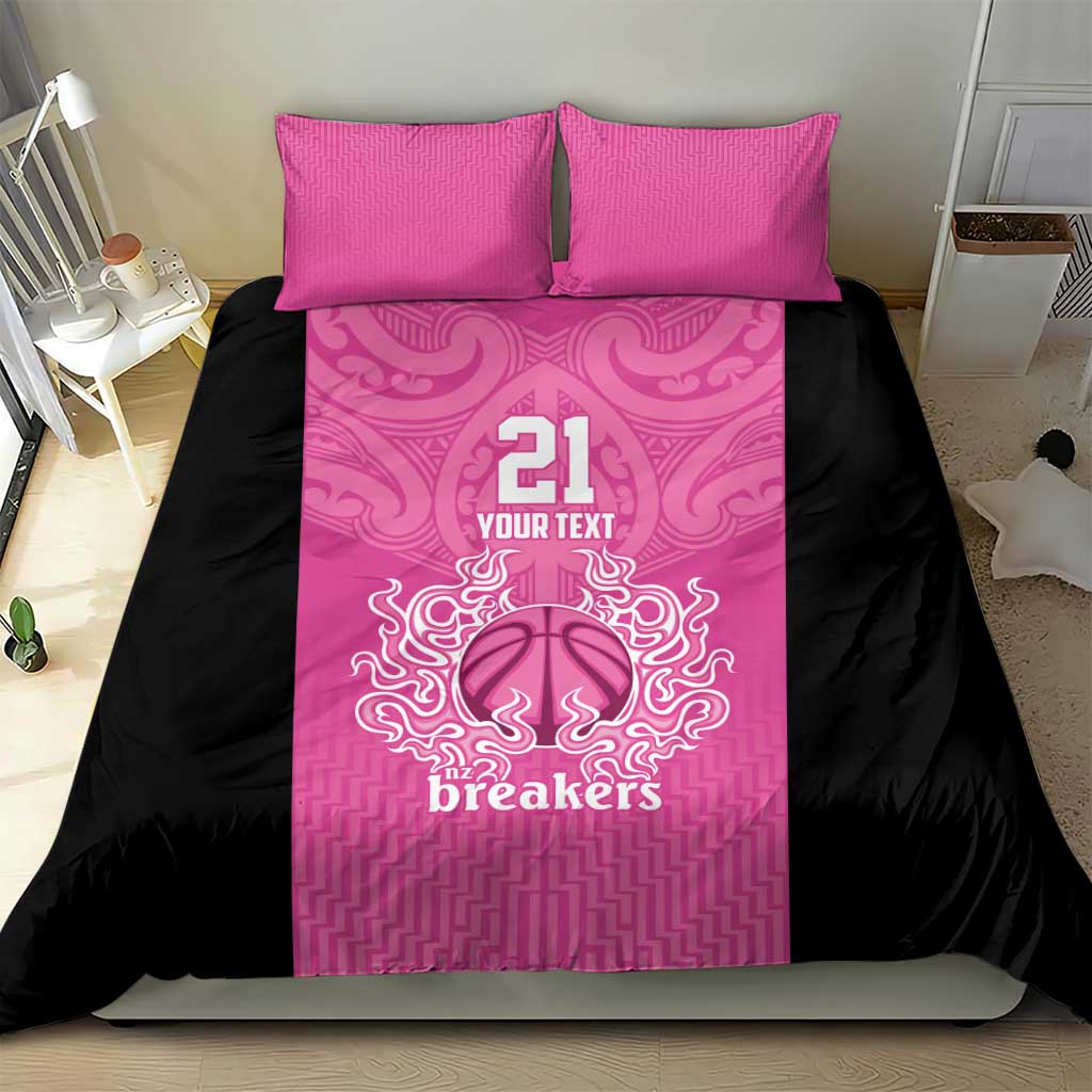New Zealand Custom Bedding Set Fire Basketball Maori Tribal Pink - Aussie Hoodie