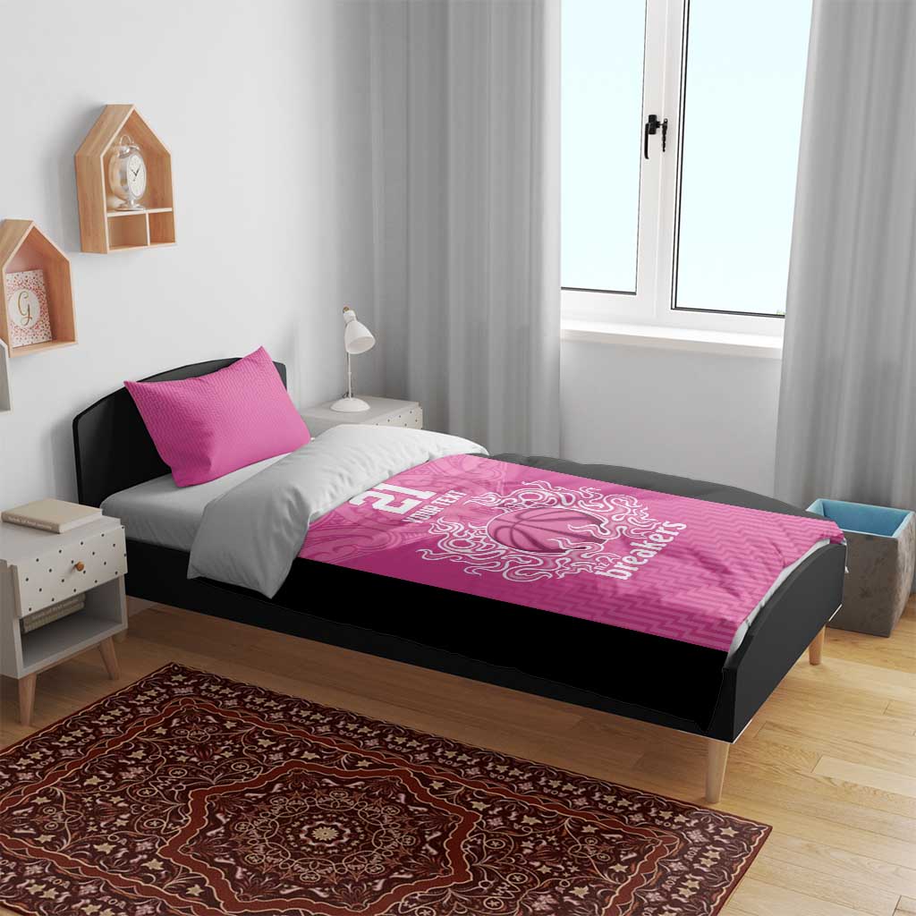 New Zealand Custom Bedding Set Fire Basketball Maori Tribal Pink - Aussie Hoodie