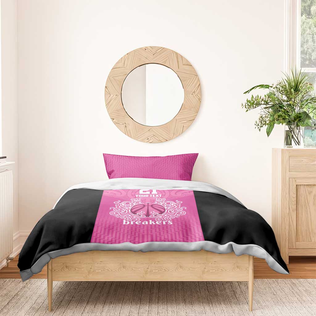 New Zealand Custom Bedding Set Fire Basketball Maori Tribal Pink - Aussie Hoodie