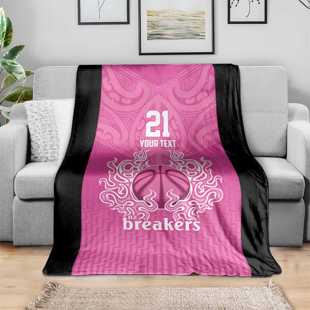 New Zealand Custom Blanket Fire Basketball Maori Tribal Pink - Aussie Hoodie