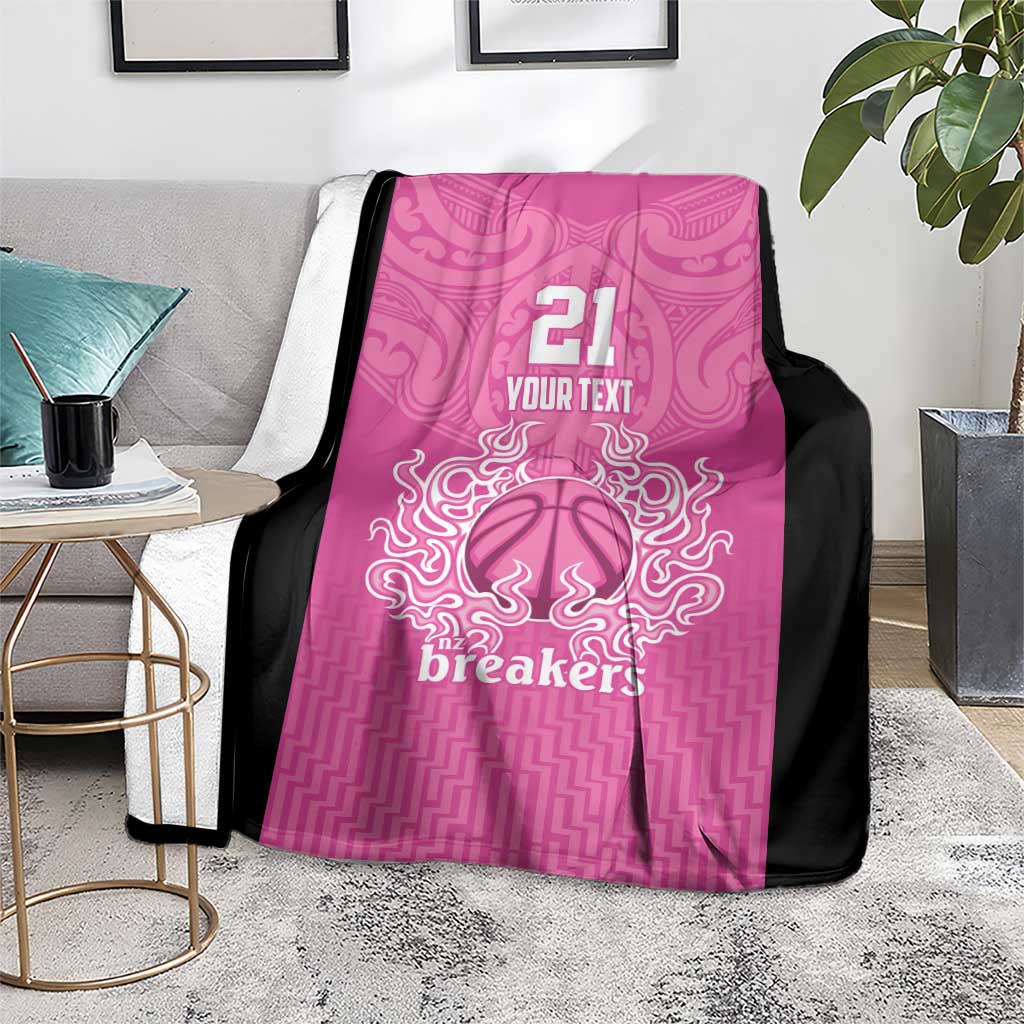 New Zealand Custom Blanket Fire Basketball Maori Tribal Pink - Aussie Hoodie