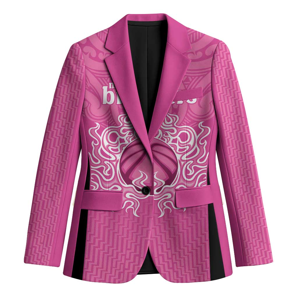 New Zealand Custom Blazer Fire Basketball Maori Tribal Pink - Aussie Hoodie