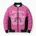 New Zealand Custom Bomber Puffer Jacket Fire Basketball Maori Tribal Pink - Aussie Hoodie