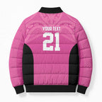 New Zealand Custom Bomber Puffer Jacket Fire Basketball Maori Tribal Pink - Aussie Hoodie