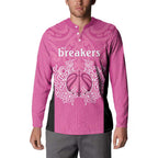 New Zealand Custom Button Sweatshirt Fire Basketball Maori Tribal Pink - Aussie Hoodie
