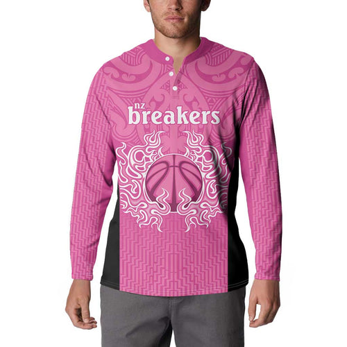 New Zealand Custom Button Sweatshirt Fire Basketball Maori Tribal Pink - Aussie Hoodie