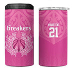 New Zealand Custom 4 in 1 Can Cooler Tumbler Fire Basketball Maori Tribal Pink - Aussie Hoodie