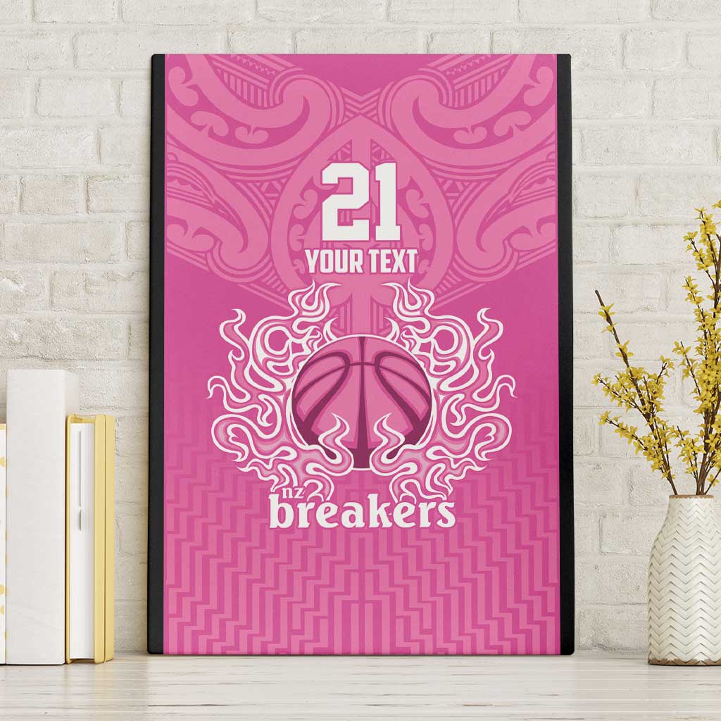 New Zealand Custom Canvas Wall Art Fire Basketball Maori Tribal Pink - Aussie Hoodie