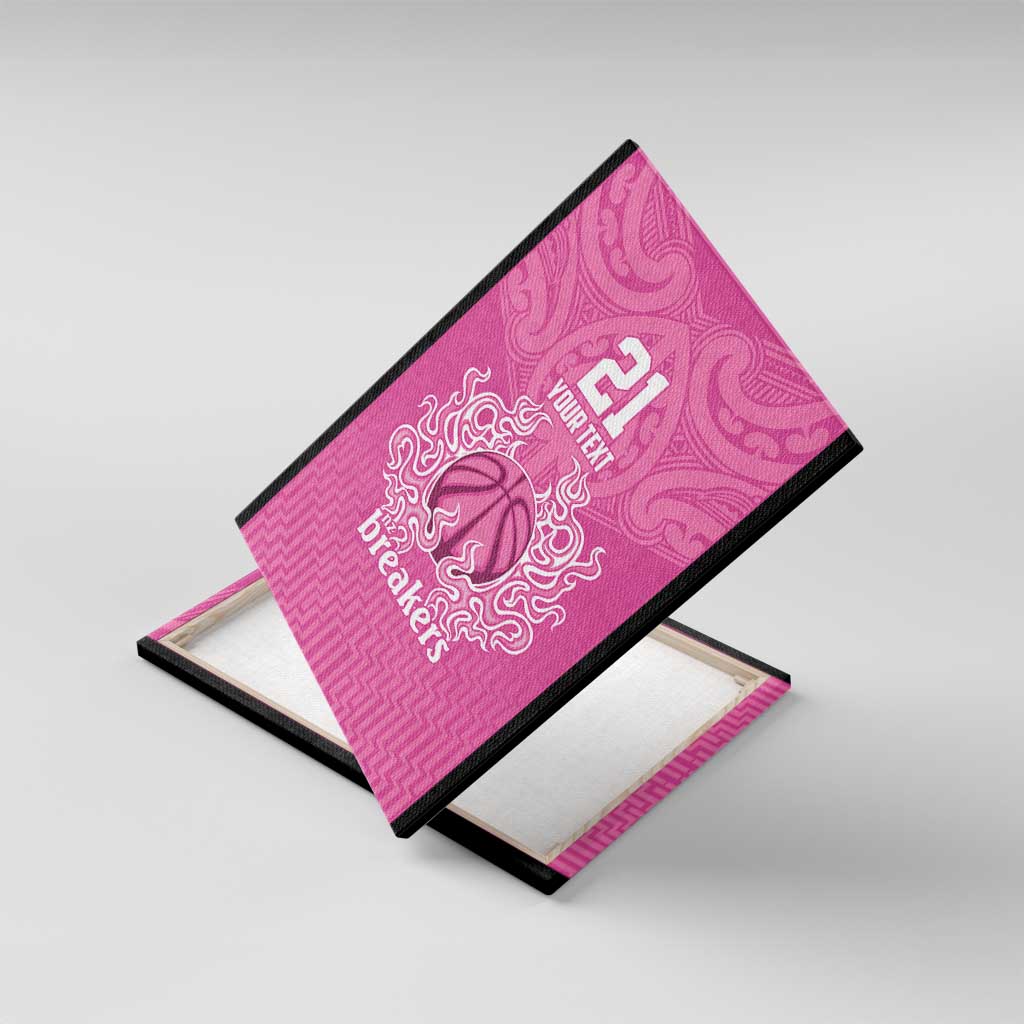New Zealand Custom Canvas Wall Art Fire Basketball Maori Tribal Pink - Aussie Hoodie