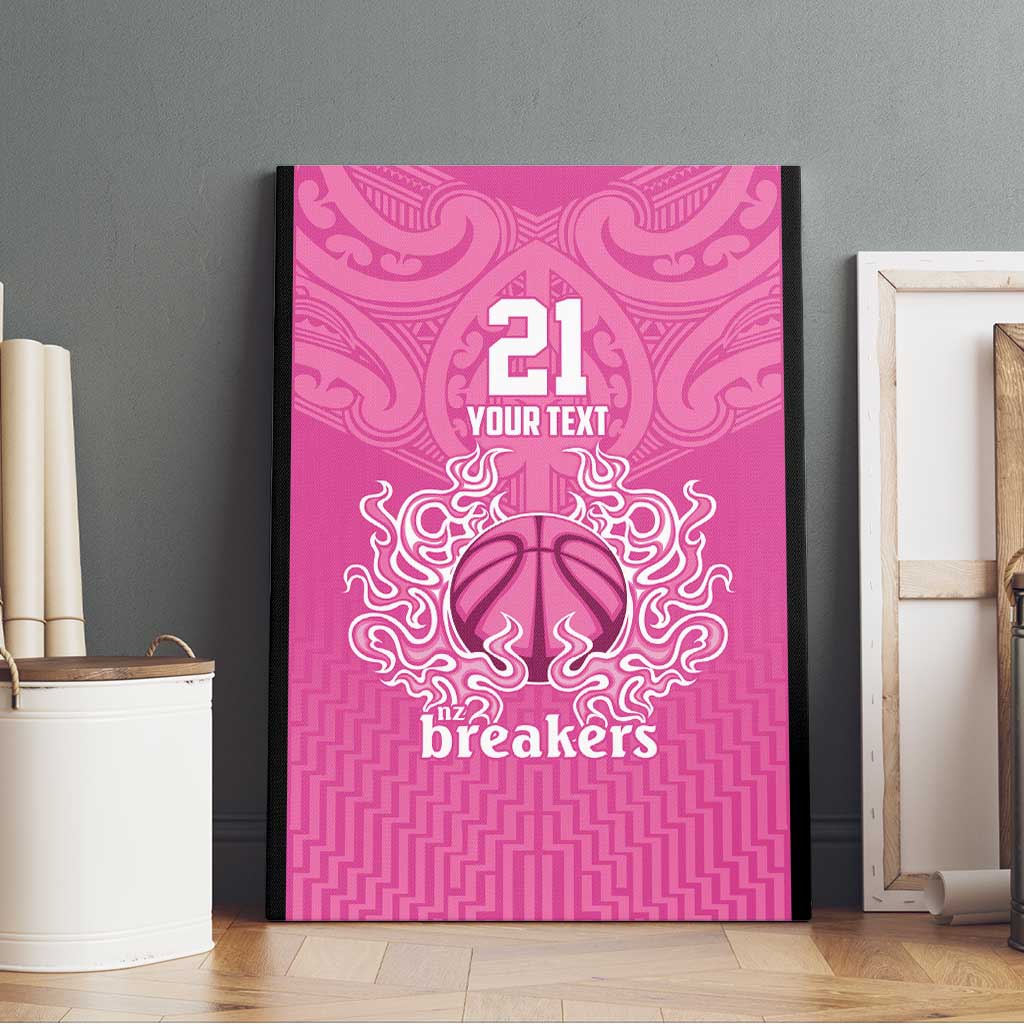 New Zealand Custom Canvas Wall Art Fire Basketball Maori Tribal Pink - Aussie Hoodie