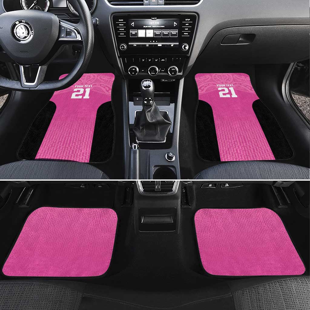New Zealand Custom Car Mats Fire Basketball Maori Tribal Pink - Aussie Hoodie