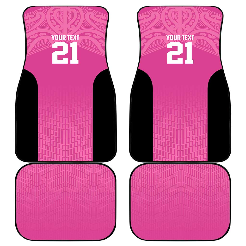 New Zealand Custom Car Mats Fire Basketball Maori Tribal Pink - Aussie Hoodie