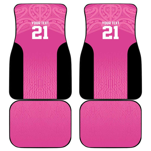 New Zealand Custom Car Mats Fire Basketball Maori Tribal Pink - Aussie Hoodie
