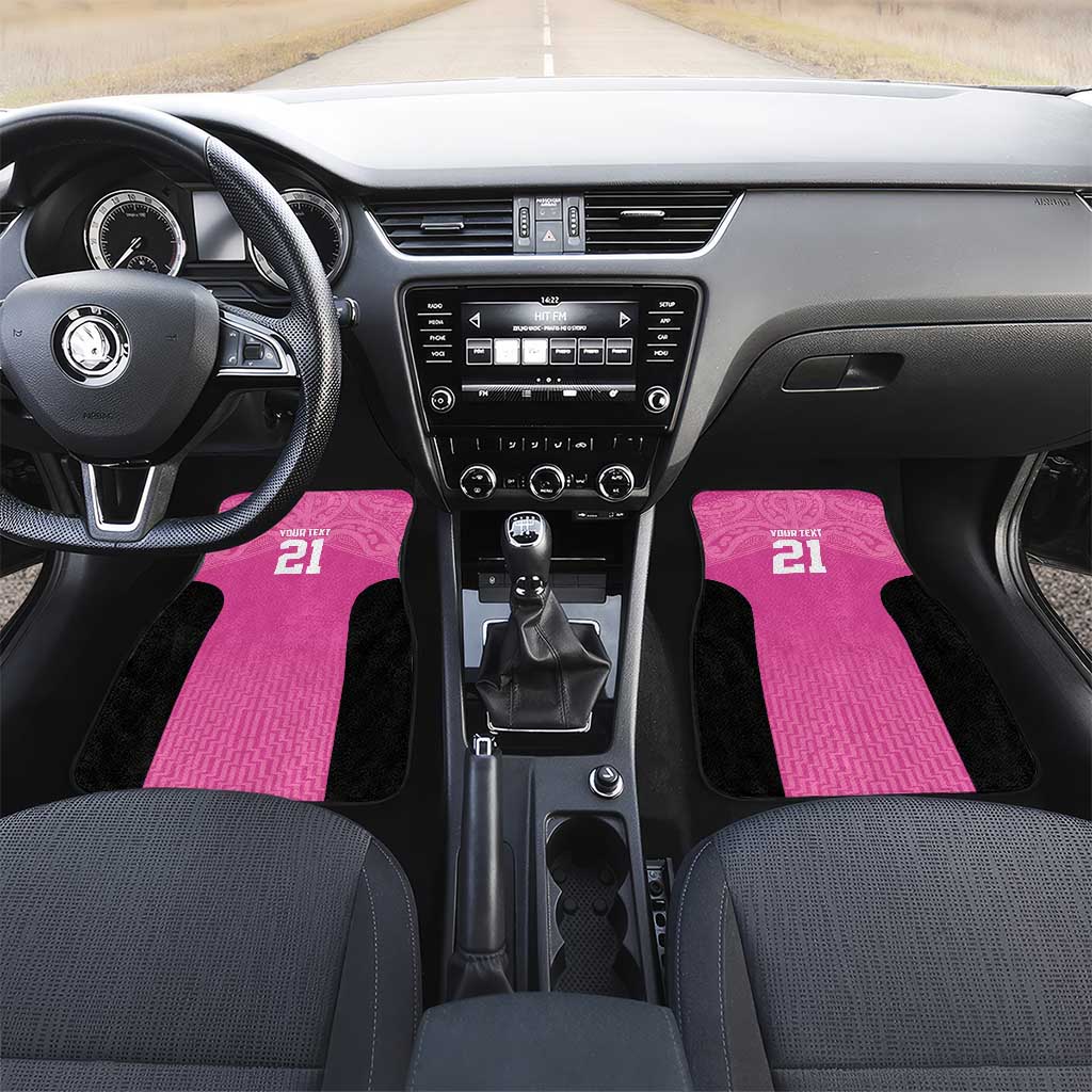 New Zealand Custom Car Mats Fire Basketball Maori Tribal Pink - Aussie Hoodie