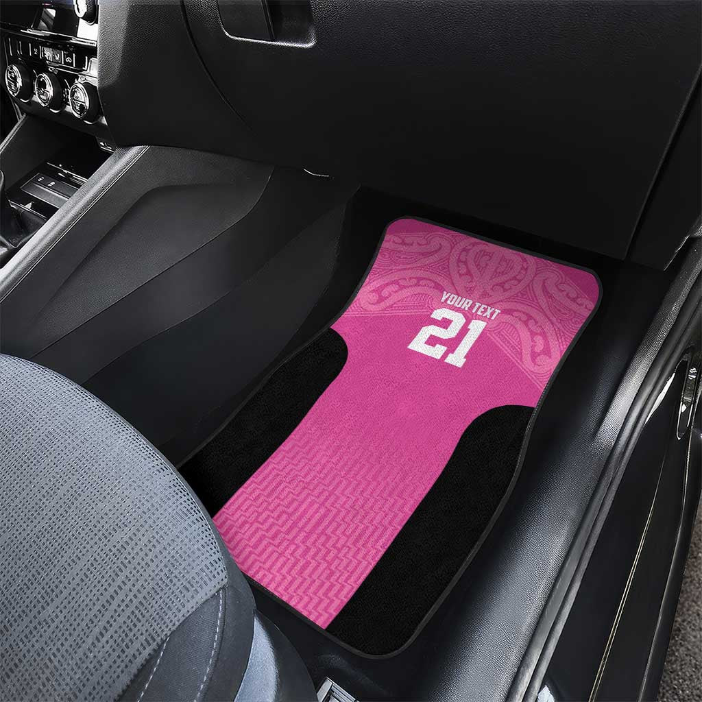 New Zealand Custom Car Mats Fire Basketball Maori Tribal Pink - Aussie Hoodie