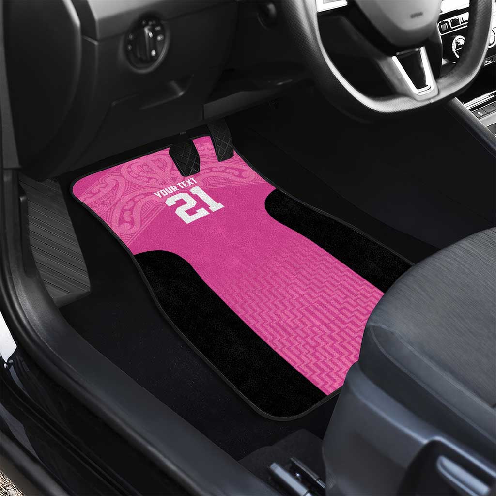 New Zealand Custom Car Mats Fire Basketball Maori Tribal Pink - Aussie Hoodie