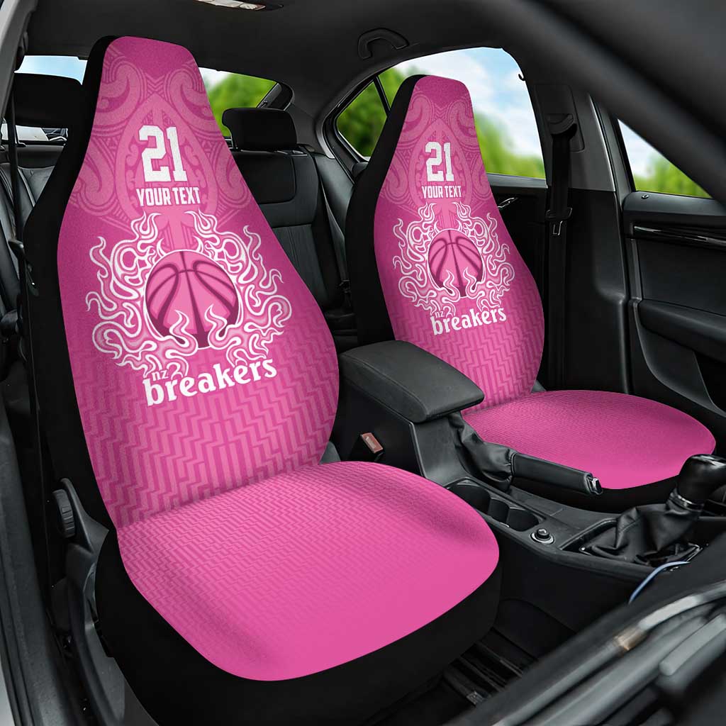New Zealand Custom Car Seat Cover Fire Basketball Maori Tribal Pink - Aussie Hoodie