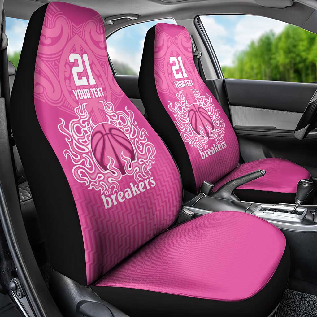 New Zealand Custom Car Seat Cover Fire Basketball Maori Tribal Pink - Aussie Hoodie