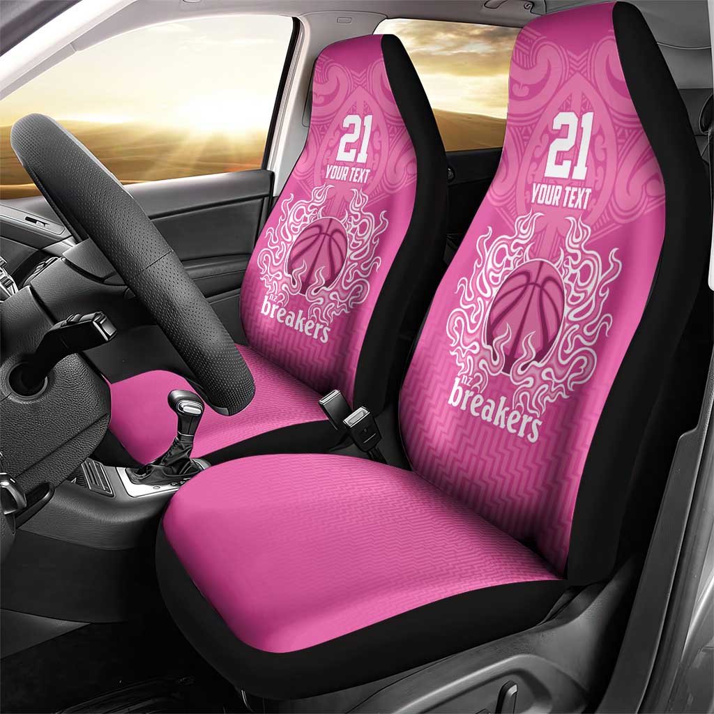 New Zealand Custom Car Seat Cover Fire Basketball Maori Tribal Pink - Aussie Hoodie