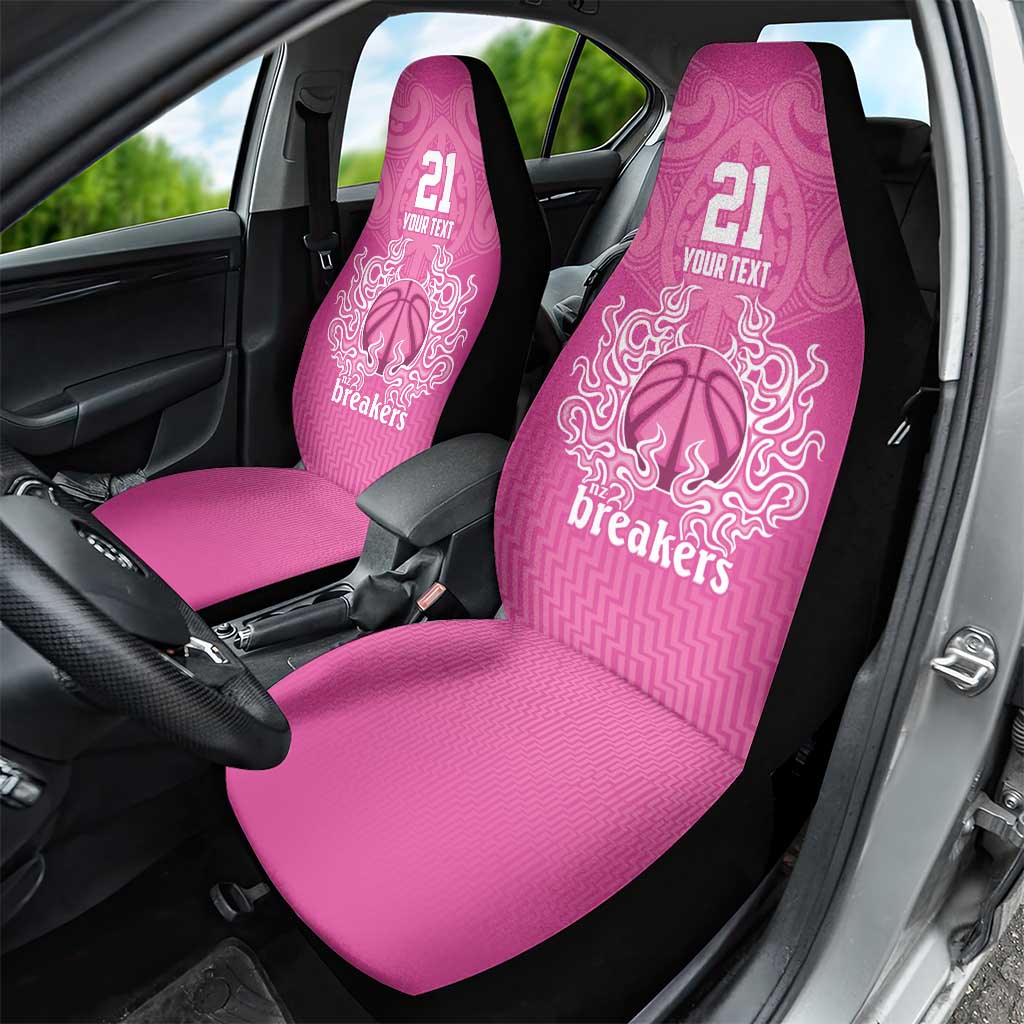 New Zealand Custom Car Seat Cover Fire Basketball Maori Tribal Pink - Aussie Hoodie