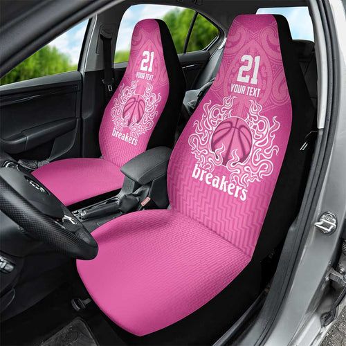 New Zealand Custom Car Seat Cover Fire Basketball Maori Tribal Pink - Aussie Hoodie