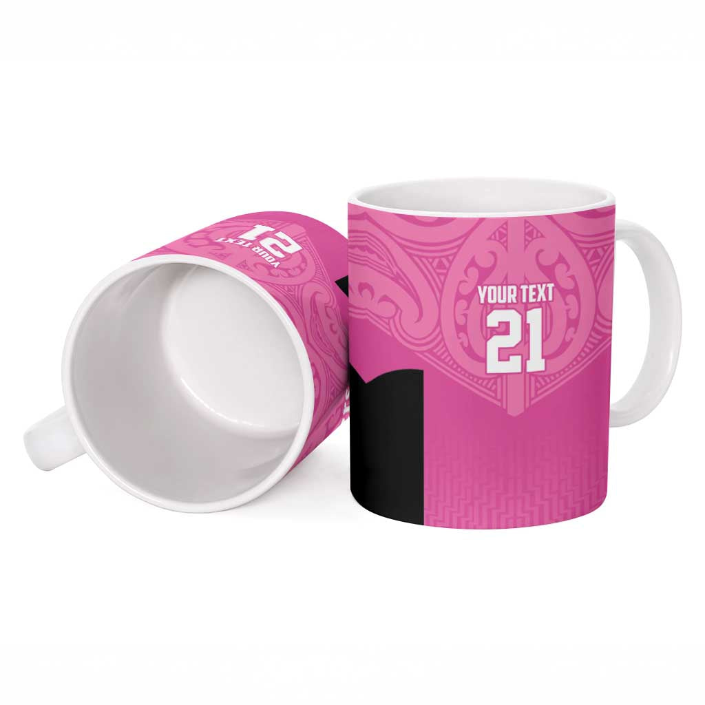 New Zealand Custom Ceramic Mug Fire Basketball Maori Tribal Pink - Aussie Hoodie