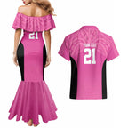 New Zealand Custom Couples Matching Mermaid Dress and Hawaiian Shirt Fire Basketball Maori Tribal Pink - Aussie Hoodie