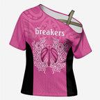 New Zealand Custom Cross Shoulder Shirt Fire Basketball Maori Tribal Pink - Aussie Hoodie