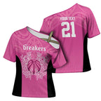 New Zealand Custom Cross Shoulder Shirt Fire Basketball Maori Tribal Pink - Aussie Hoodie