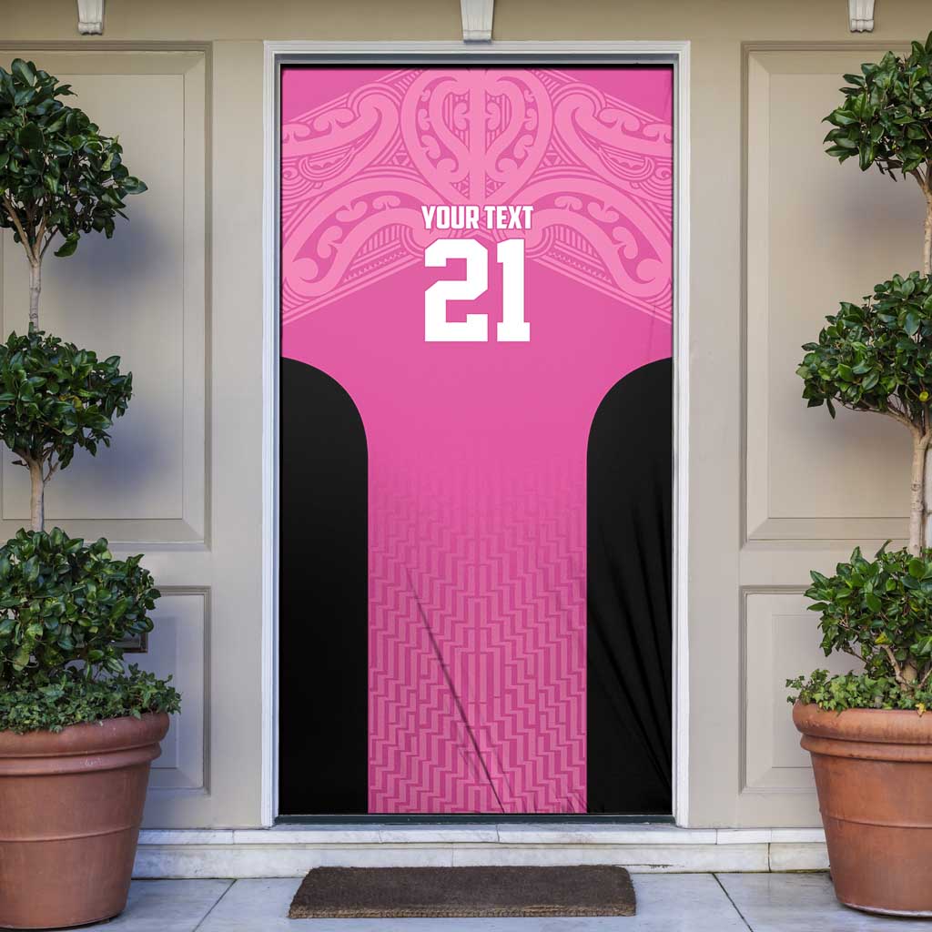 New Zealand Custom Door Cover Fire Basketball Maori Tribal Pink - Aussie Hoodie