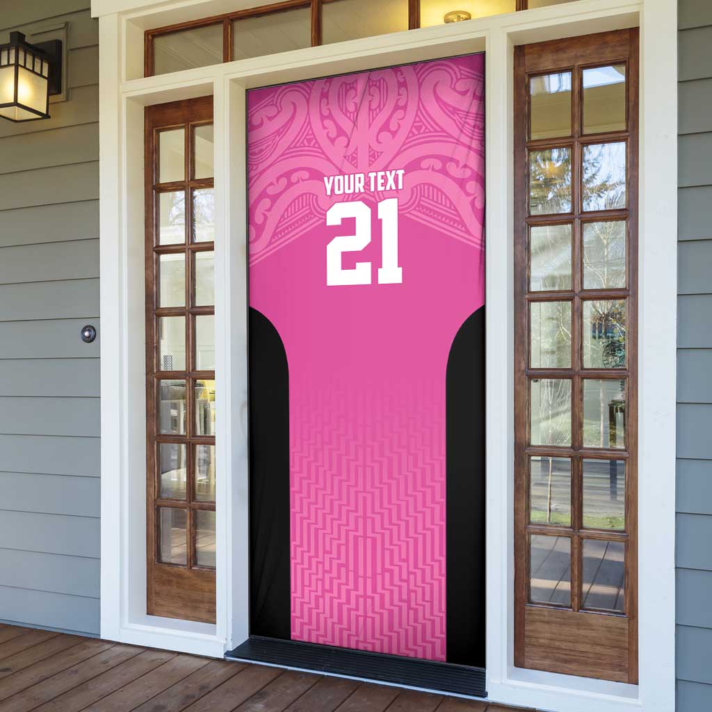 New Zealand Custom Door Cover Fire Basketball Maori Tribal Pink - Aussie Hoodie