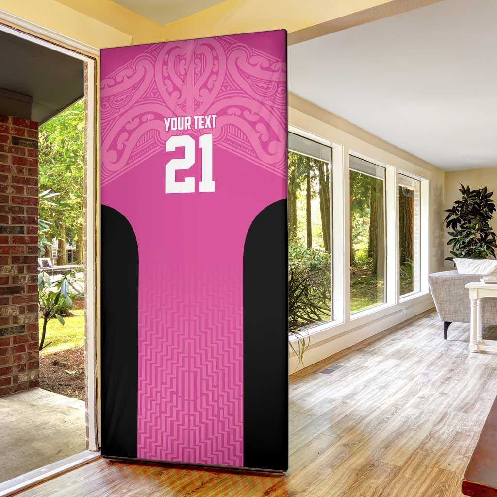 New Zealand Custom Door Cover Fire Basketball Maori Tribal Pink - Aussie Hoodie