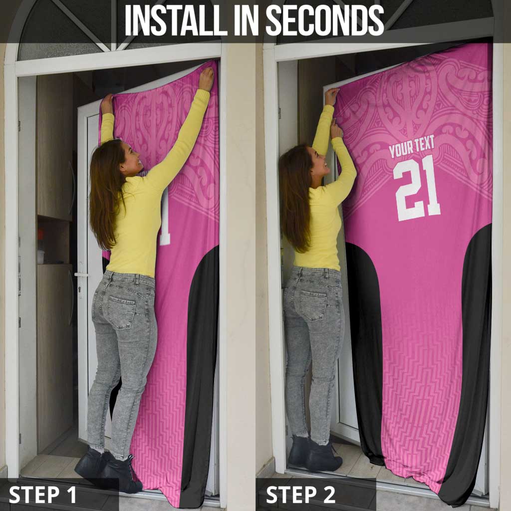 New Zealand Custom Door Cover Fire Basketball Maori Tribal Pink - Aussie Hoodie