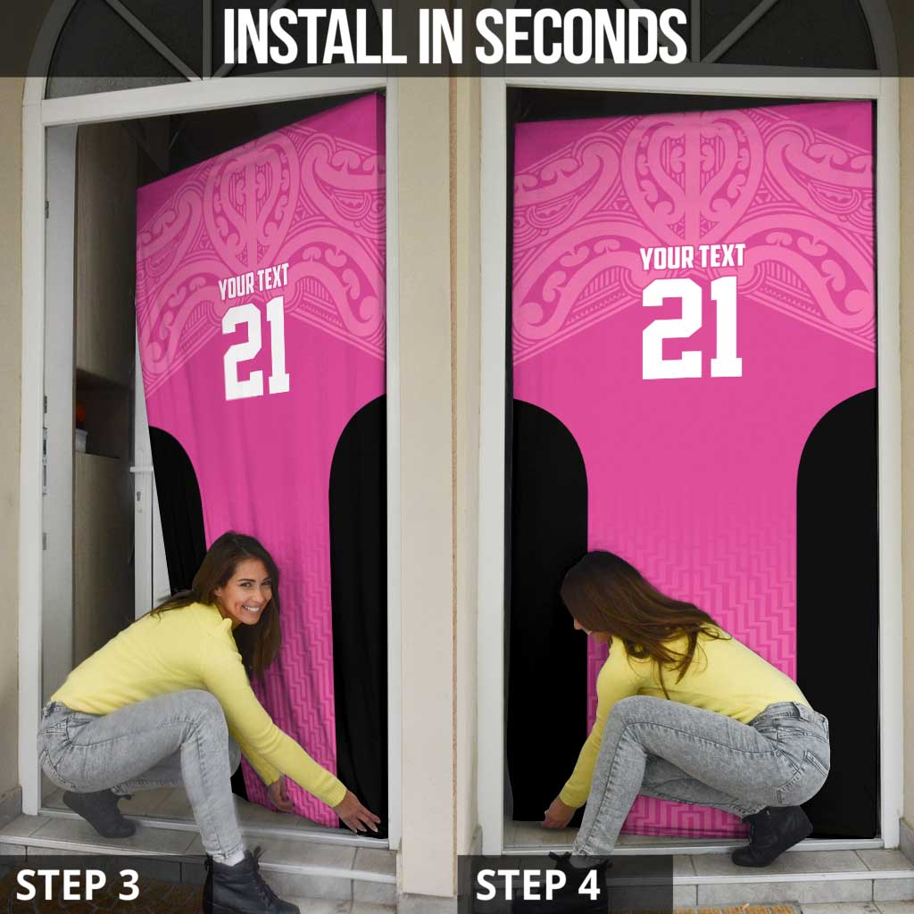 New Zealand Custom Door Cover Fire Basketball Maori Tribal Pink - Aussie Hoodie