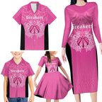 New Zealand Custom Family Matching Long Sleeve Bodycon Dress and Hawaiian Shirt Fire Basketball Maori Tribal Pink - Aussie Hoodie