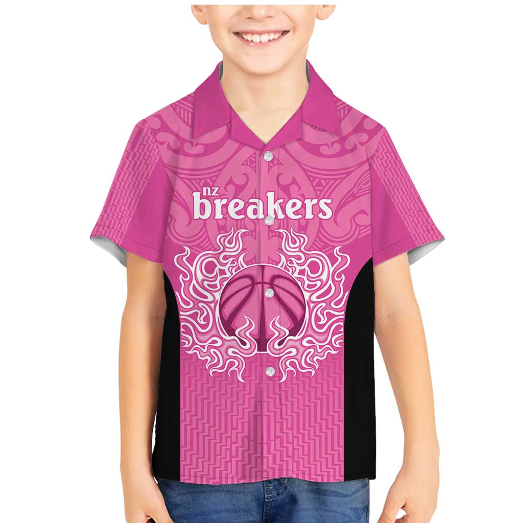 New Zealand Custom Family Matching Mermaid Dress and Hawaiian Shirt Fire Basketball Maori Tribal Pink - Aussie Hoodie