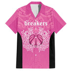 New Zealand Custom Family Matching Off The Shoulder Long Sleeve Dress and Hawaiian Shirt Fire Basketball Maori Tribal Pink - Aussie Hoodie